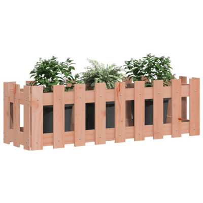 Berkfield Garden Raised Bed with Fence Design 100x30x30 cm Solid Wood Douglas