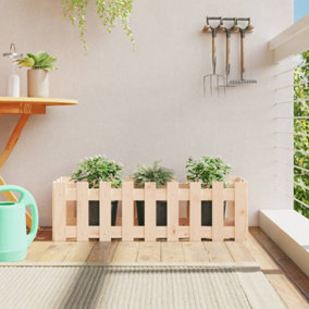 Berkfield Garden Raised Bed with Fence Design 100x30x30 cm Solid Wood Pine