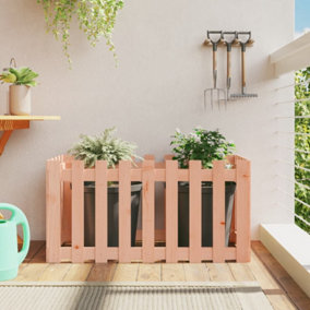Berkfield Garden Raised Bed with Fence Design 100x50x50 cm Solid Wood Douglas