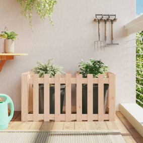 Berkfield Garden Raised Bed with Fence Design 100x50x50 cm Solid Wood Pine