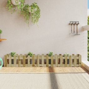 Berkfield Garden Raised Bed with Fence Design 200x30x30 cm Impregnated Wood Pine