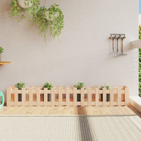 Berkfield Garden Raised Bed with Fence Design 200x30x30 cm Solid Wood Pine
