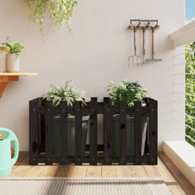 Berkfield Garden Raised Bed with Fence Design Black 100x50x50 cm Solid Wood Pine