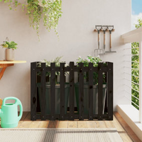 Berkfield Garden Raised Bed with Fence Design Black 100x50x70 cm Solid Wood Pine