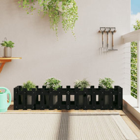 Berkfield Garden Raised Bed with Fence Design Black 150x30x30 cm Solid Wood Pine