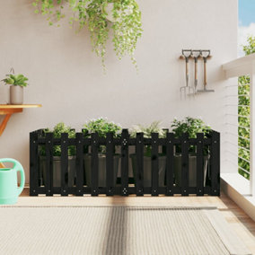 Berkfield Garden Raised Bed with Fence Design Black 150x50x50 cm Solid Wood Pine