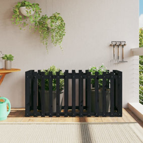 Berkfield Garden Raised Bed with Fence Design Black 150x50x70 cm Solid Wood Pine