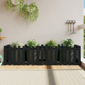 Berkfield Garden Raised Bed with Fence Design Black 200x50x50 cm Solid Wood Pine