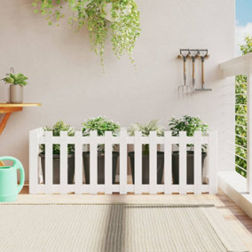 Berkfield Garden Raised Bed with Fence Design White 150x50x50 cm Solid Wood Pine