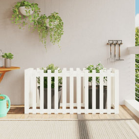 Berkfield Garden Raised Bed with Fence Design White 150x50x70 cm Solid Wood Pine