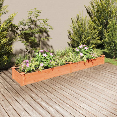 Berkfield Garden Raised Bed with Liner Brown 240x45x25 cm Solid Wood Fir