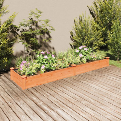 Berkfield Garden Raised Bed with Liner Brown 240x60x25 cm Solid Wood Fir