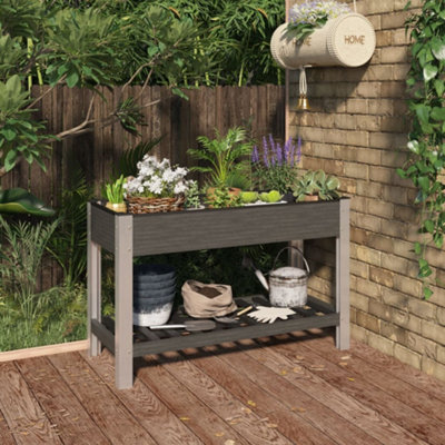 Berkfield Garden Raised Bed with Shelf Grey 120x50x75 cm WPC