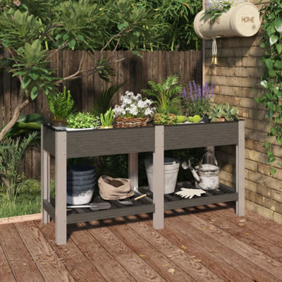 Berkfield Garden Raised Bed with Shelf Grey 150x50x75 cm WPC