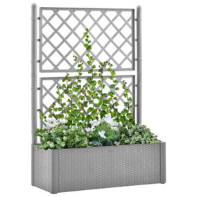 Berkfield Garden Raised Bed with Trellis and Self Watering System Grey