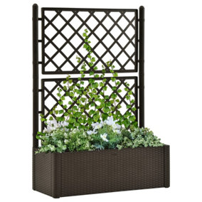 Berkfield Garden Raised Bed with Trellis and Self Watering System Mocha