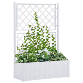 Berkfield Garden Raised Bed with Trellis and Self Watering System White