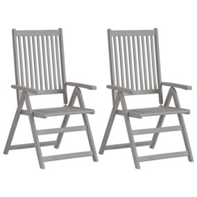 Berkfield Garden Reclining Chairs 2 pcs Grey Solid Acacia Wood