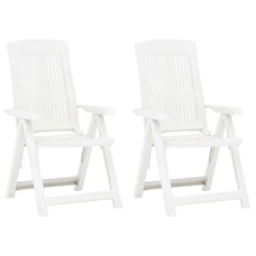 Berkfield Garden Reclining Chairs 2 pcs Plastic White