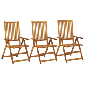 Berkfield Garden Reclining Chairs 3 pcs Solid Acacia Wood