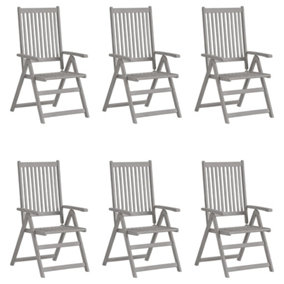 Berkfield Garden Reclining Chairs 6 pcs Grey Solid Acacia Wood