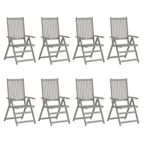 Berkfield Garden Reclining Chairs 8 pcs Grey Solid Acacia Wood