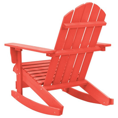 Berkfield Garden Rocking Adirondack Chair Solid Fir Wood Red