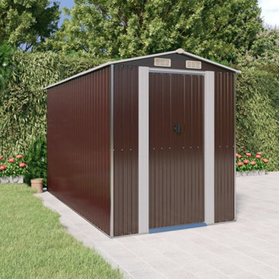 Berkfield Garden Shed Dark Brown 192x357x223 cm Galvanised Steel