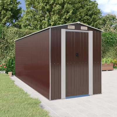 Berkfield Garden Shed Dark Brown 192x523x223 cm Galvanised Steel