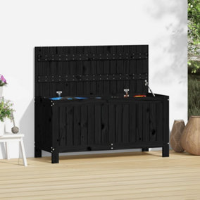 Berkfield Garden Storage Box Black 108x42.5x54 cm Solid Wood Pine