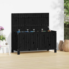 Berkfield Garden Storage Box Black 115x49x60 cm Solid Wood Pine