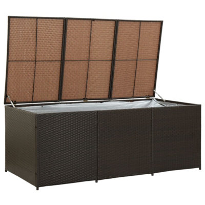 Berkfield Garden Storage Box Poly Rattan 180x90x75 cm Brown