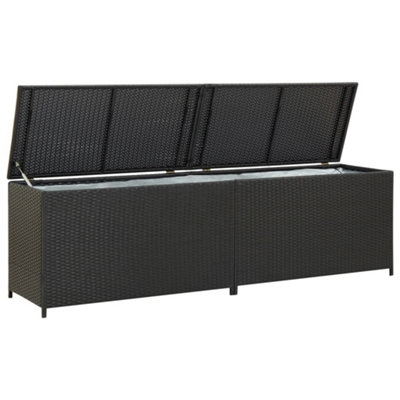 Berkfield Garden Storage Box Poly Rattan 200x50x60 cm Black