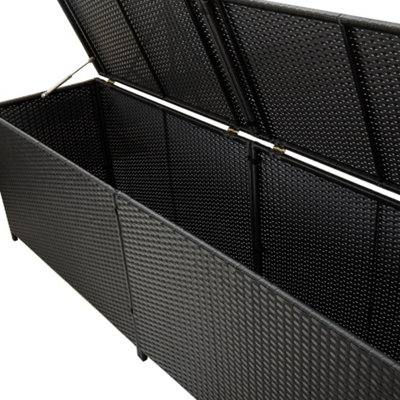 Berkfield Garden Storage Box Poly Rattan 200x50x60 cm Black