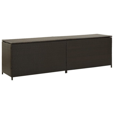 Berkfield Garden Storage Box Poly Rattan 200x50x60 cm Brown