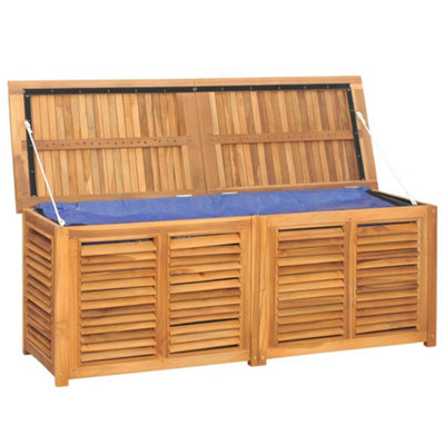 Berkfield Garden Storage Box with Bag 150x50x53 cm Solid Wood Teak
