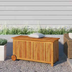 Berkfield Garden Storage Box with Wheels 113x50x58 cm Solid Wood Acacia