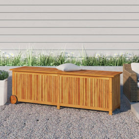 Berkfield Garden Storage Box with Wheels 150x50x58 cm Solid Wood Acacia
