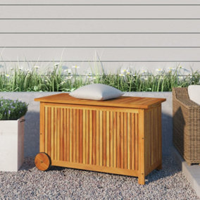 Berkfield Garden Storage Box with Wheels 90x50x58 cm Solid Wood Acacia