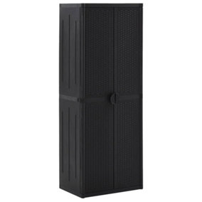 Berkfield Garden Storage Cabinet Black 65x45x172 cm PP Rattan