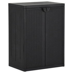 Berkfield Garden Storage Cabinet Black 65x45x88 cm PP Rattan