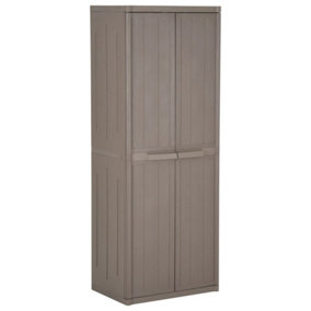 Berkfield Garden Storage Cabinet Brown 65x45x172 cm PP Wood Look