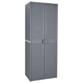 Berkfield Garden Storage Cabinet Grey 65x45x172 cm PP Rattan