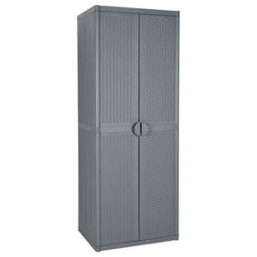 Berkfield Garden Storage Cabinet Grey 65x45x172 cm PP Rattan