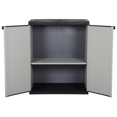 Berkfield Garden Storage Cabinet with 1 Shelf Grey and Black 68x40x85 cm