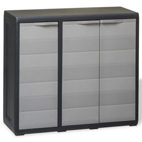 Berkfield Garden Storage Cabinet with 2 Shelves Black and Grey