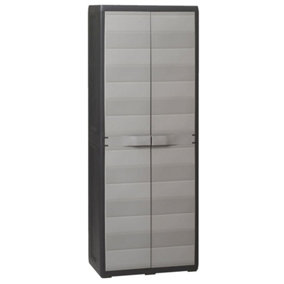 Berkfield Garden Storage Cabinet with 3 Shelves Black and Grey