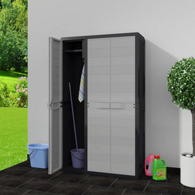 Berkfield Garden Storage Cabinet with 4 Shelves Black and Grey