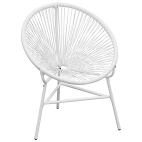 Berkfield Garden String Moon Chair Poly Rattan White