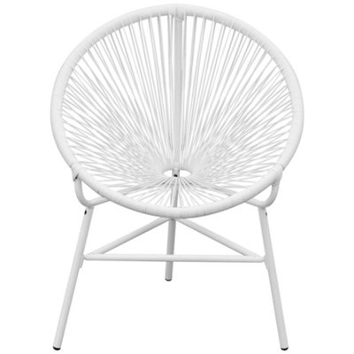 Berkfield Garden String Moon Chair Poly Rattan White